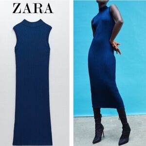 Zara NWT Ribbed Midi Dress size M-L